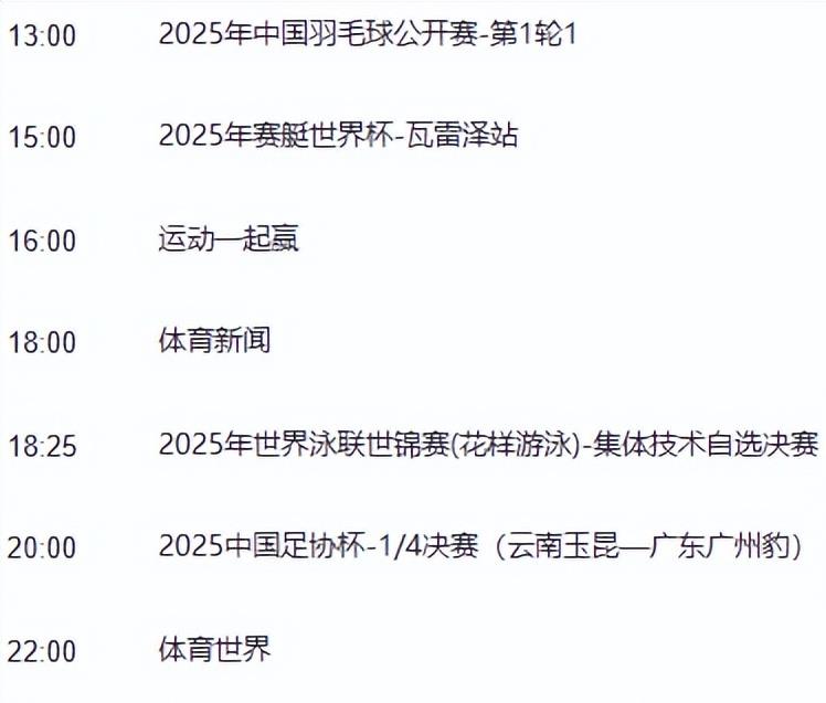 cctv体育节目表(cctv体育节目表直播在线观看)