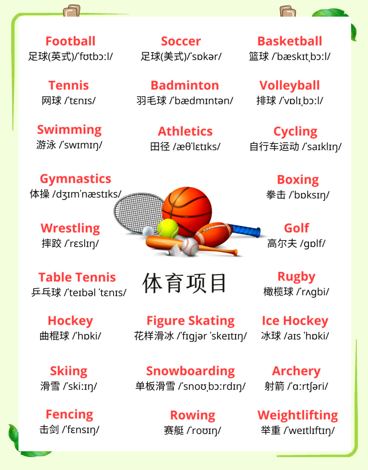 体育用英语怎么说(体育与健康用英语怎么说)
